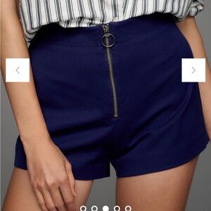 Anthropologie Maeve Zippered Micro Shorts Navy Blue front zip women’s sz 14 NWT